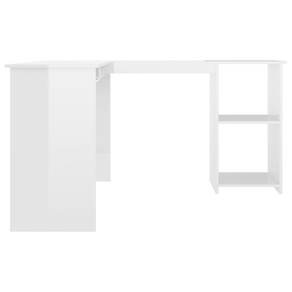 Scrivania Angolare a L Bianco Lucido 120x140x75cm Multistrato - homemem39