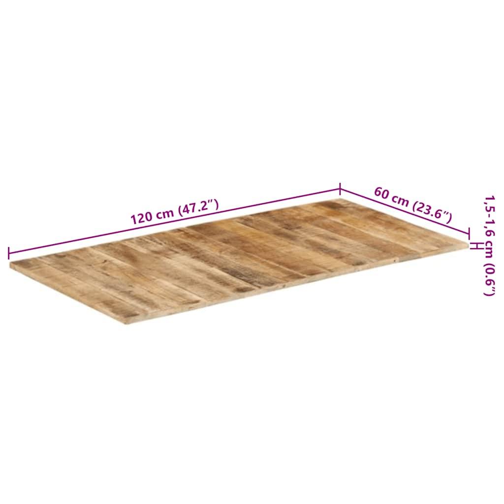 Piano Tavolo in Legno Massello di Mango 15-16 mm 120x60 cm | homemem39