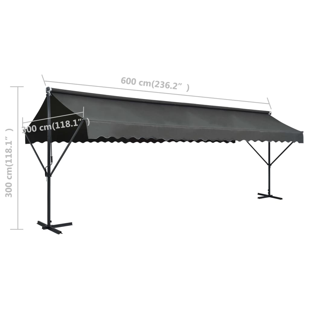 Tenda Parasole con Piedistallo 600x300 cm Antracite | homemem39