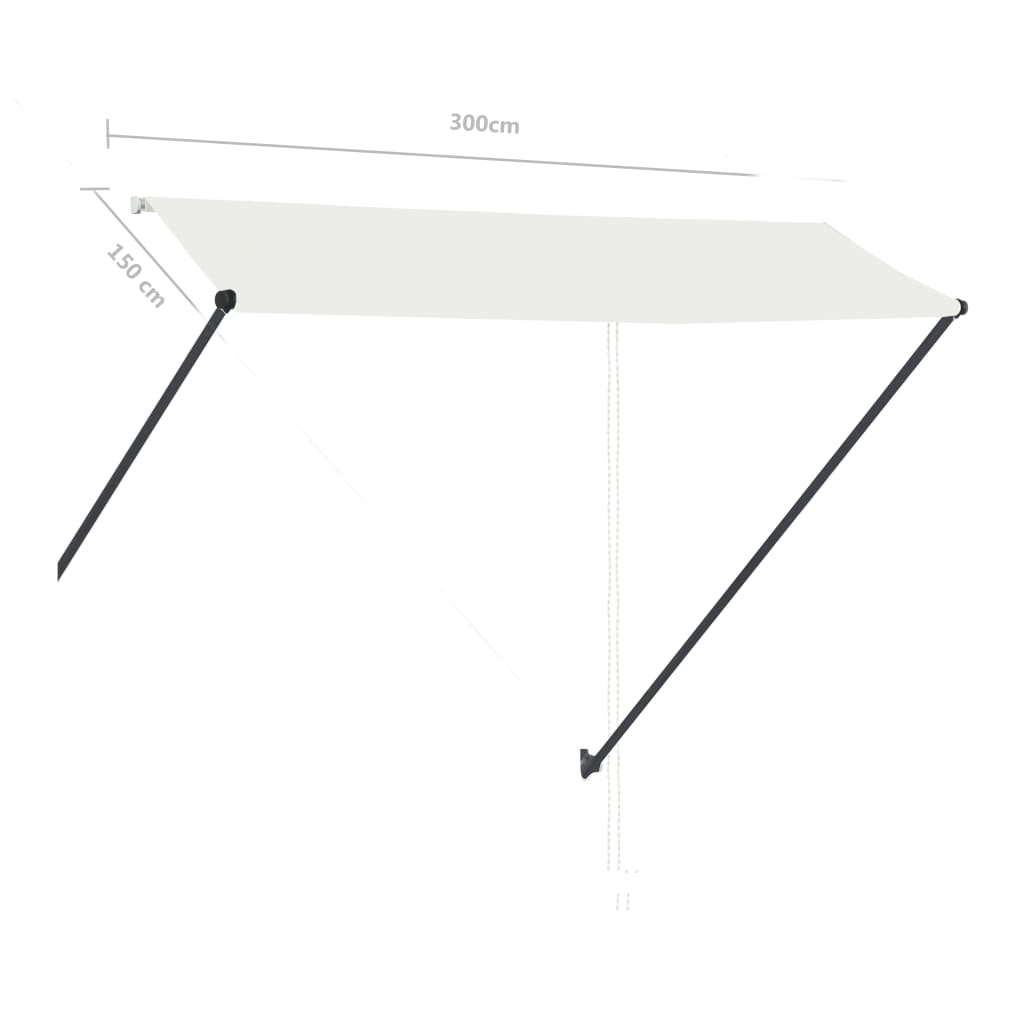 Tenda da Sole Retrattile con LED 300x150 cm Crema | homemem39