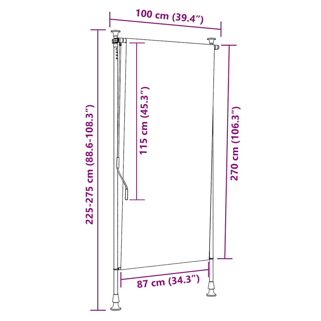 Tenda a Rullo per Esterni 100x270 cm Antracite | homemem39
