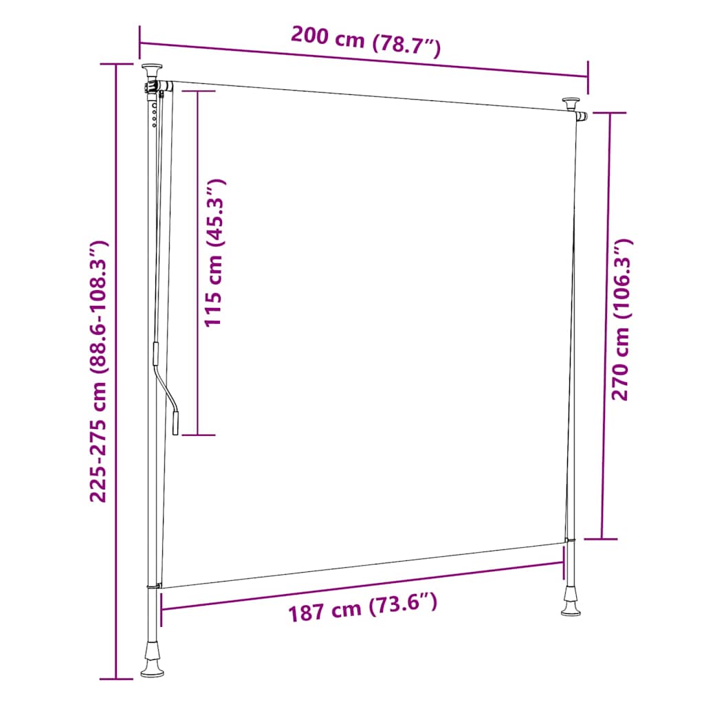 Tenda a Rullo per Esterni 200x270 cm Crema