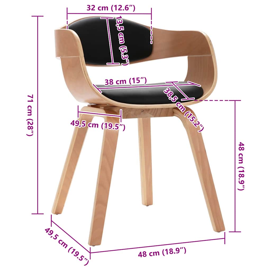 Sedie da Pranzo 2 pz in Legno Piegato e Similpelle | homemem39