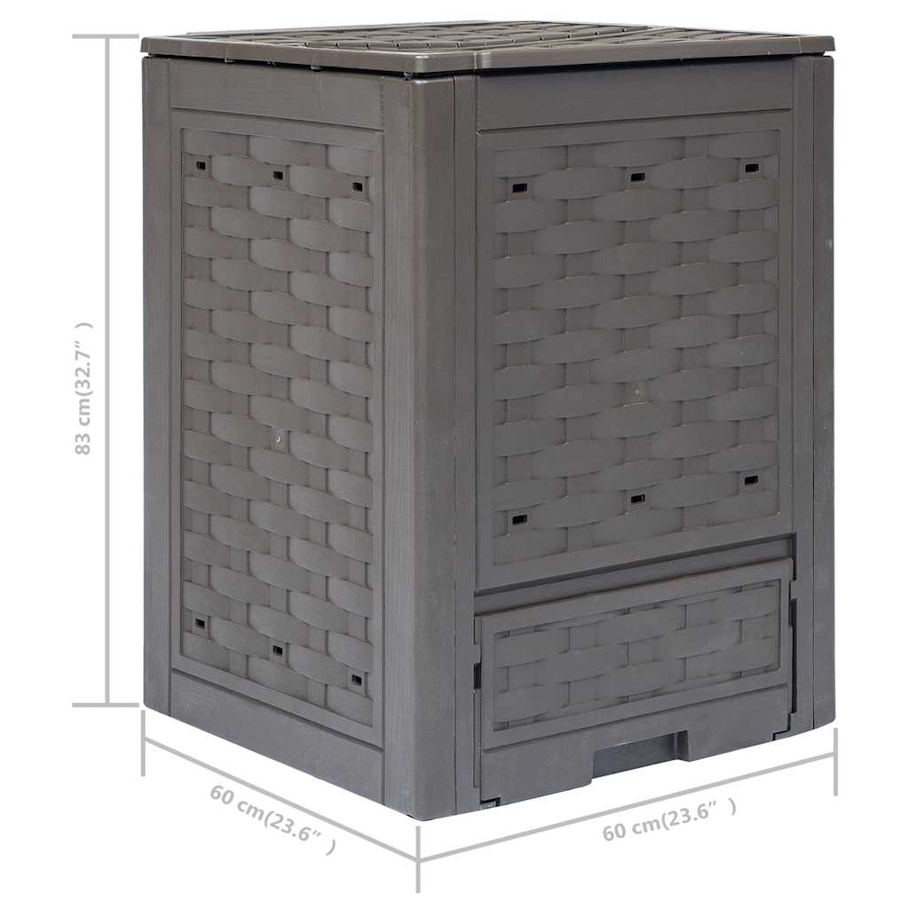 Compostiere 2 pz Marrone 60x60x83cm 600 L in Rattan di Plastica | homemem39