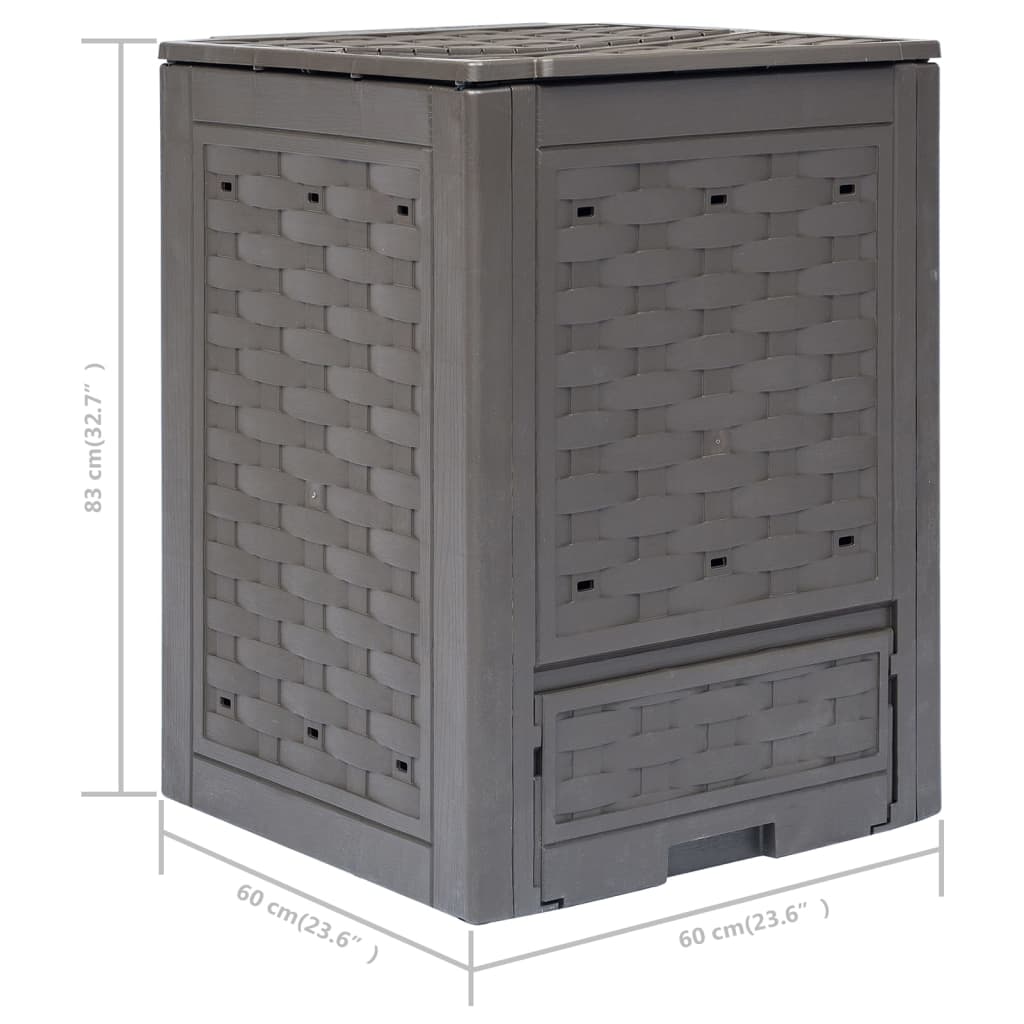 Compostiere 3 pz Marrone 60x60x83 cm 900 L Rattan di Plastica | homemem39