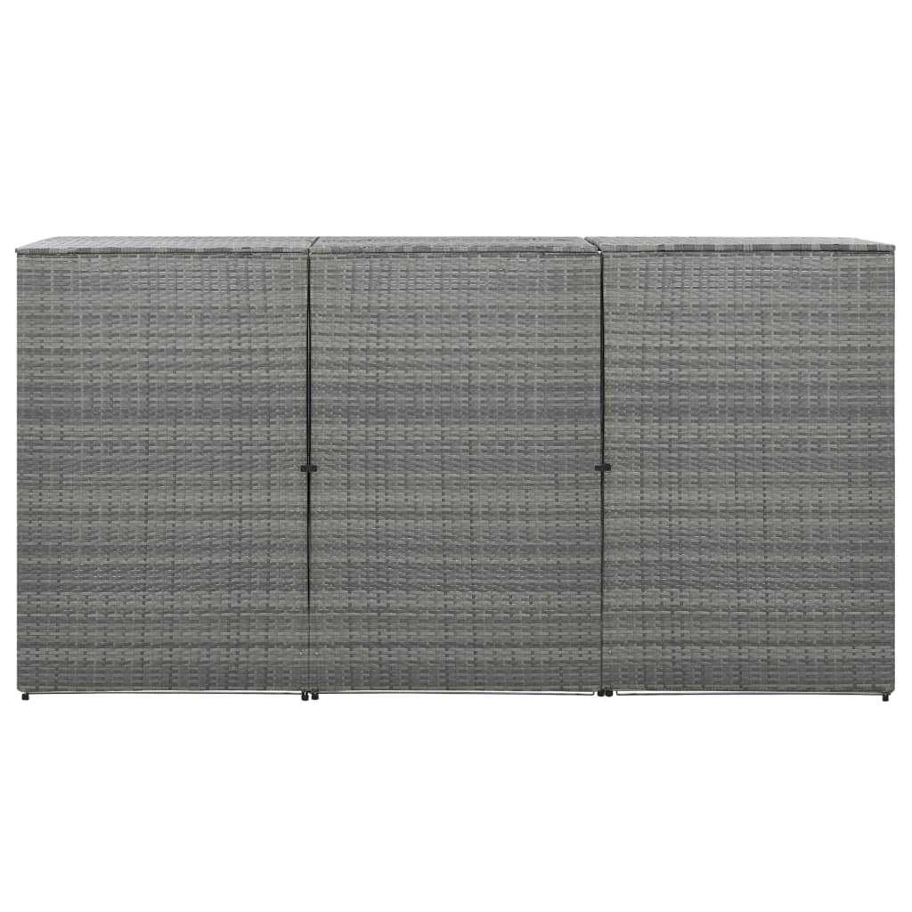 Copribidone Triplo Spazzatura Antracite 229x78x120cm Polyrattan - homemem39