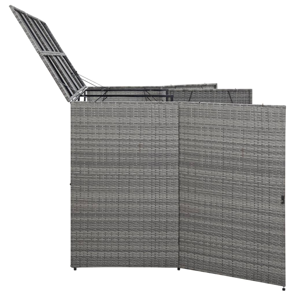 Copribidone Triplo Spazzatura Antracite 229x78x120cm Polyrattan - homemem39