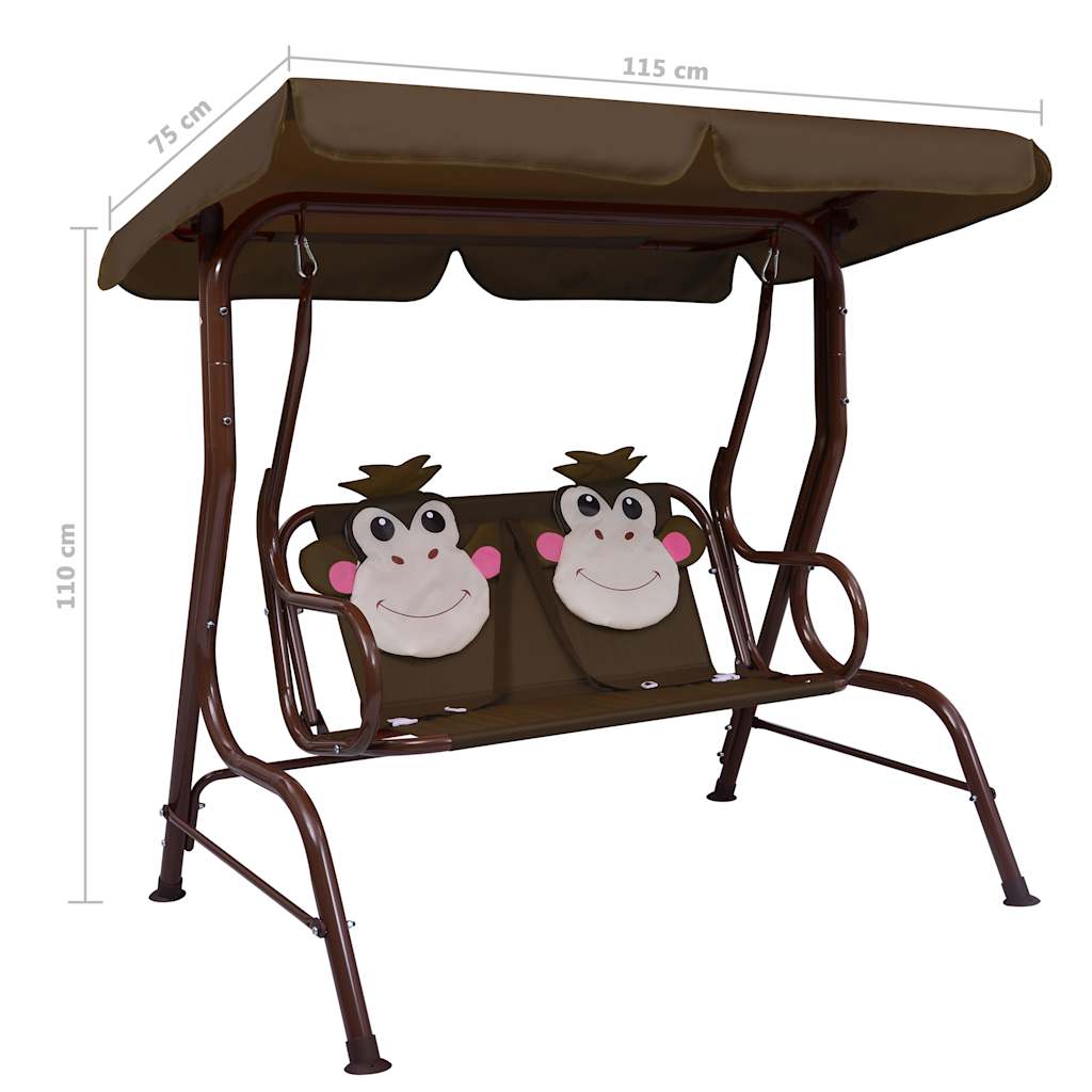 Dondolo a Panchina per Bambini Marrone 115x75x110 cm in Tessuto | homemem39