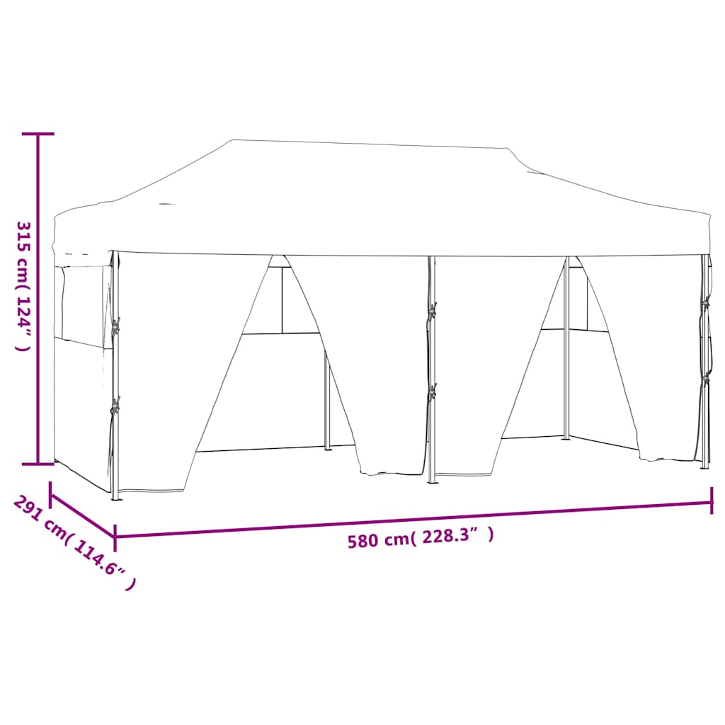 Gazebo Professionale Pieghevole con 4 Pareti 3x6m Acciaio Crema | homemem39