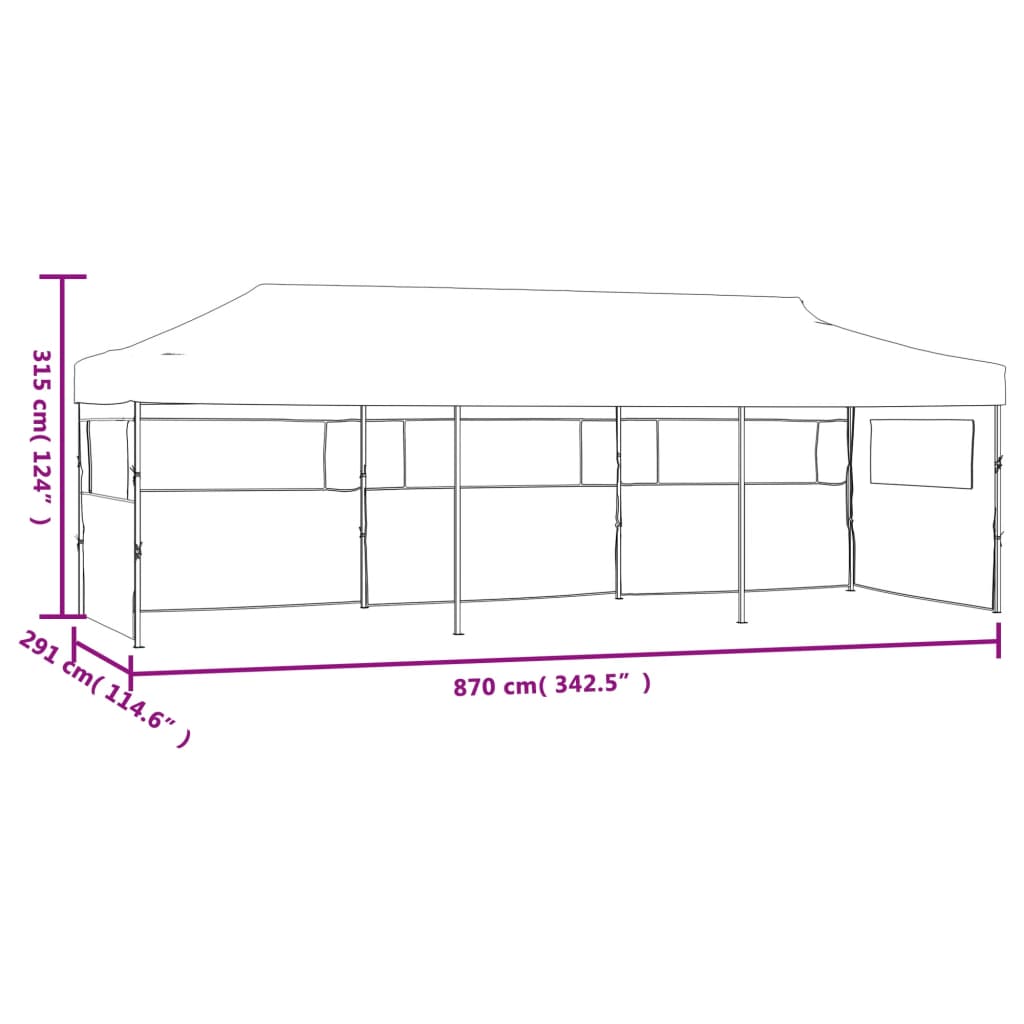 Tenda Pieghevole Pop-Up con 5 Pareti Laterali 3x9 m Bianca - homemem39
