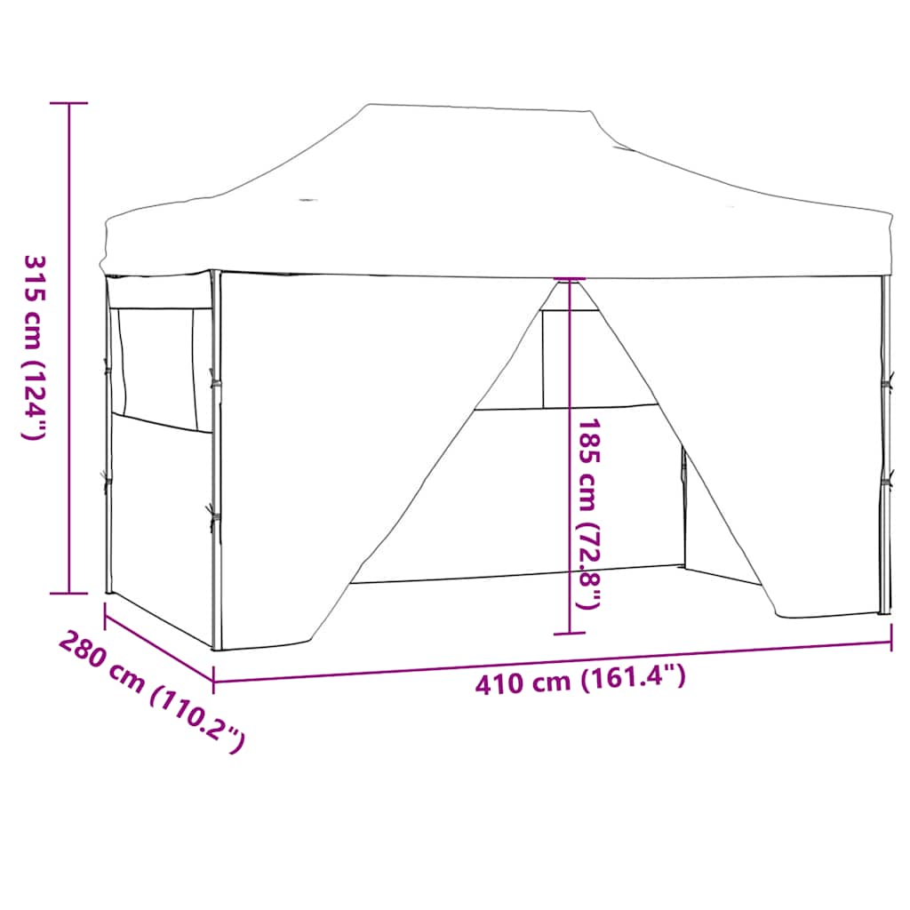 Gazebo Professionale Pieghevole con 4 Pareti 3x4 m Acciaio Blu - homemem39