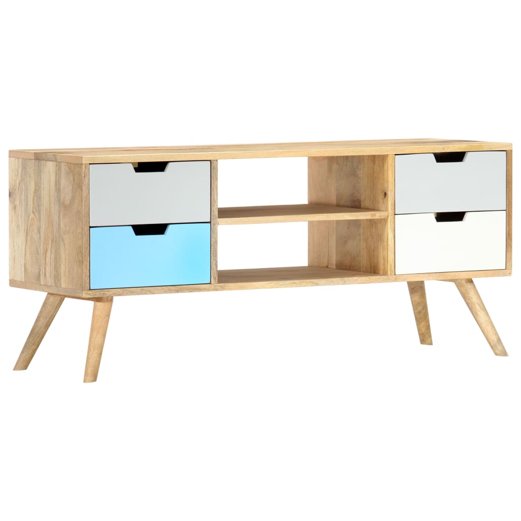 Mobile Porta TV 110x35x48 cm Legno Massello di Mango | homemem39