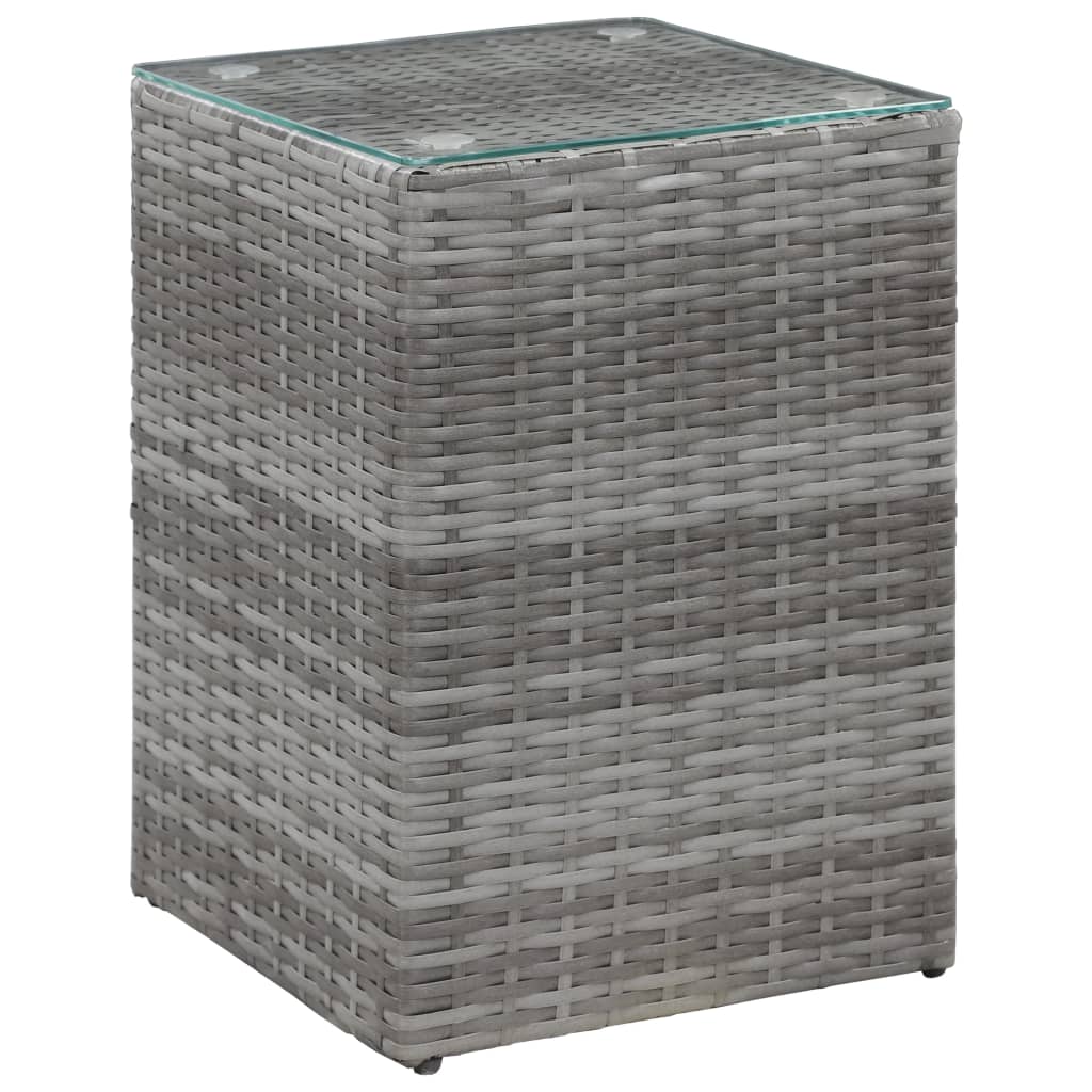 Tavolini Laterale 3 pz con Piano in Vetro Grigi in Polyrattan - homemem39
