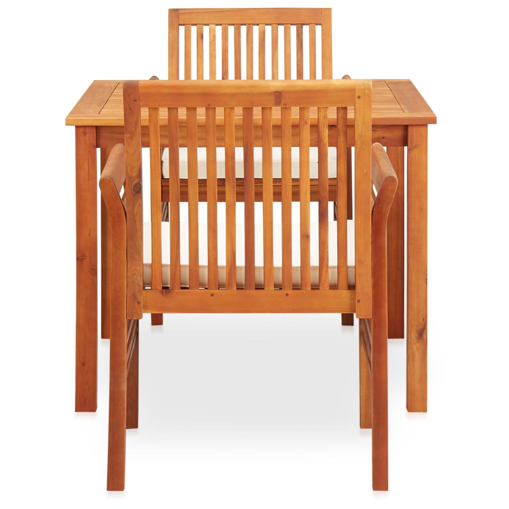 Set da Pranzo da Giardino 3 pz con Cuscini Massello di Acacia