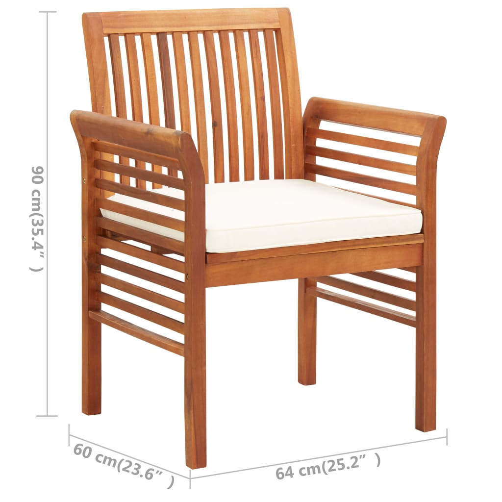 Set da Pranzo da Giardino 3 pz con Cuscini Massello di Acacia
