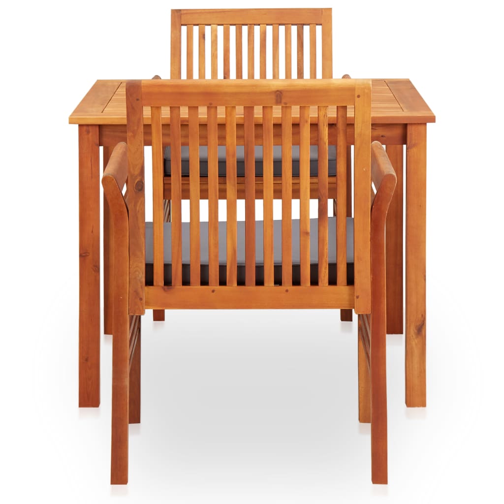 Set da Pranzo da Giardino 3 pz con Cuscini Massello di Acacia