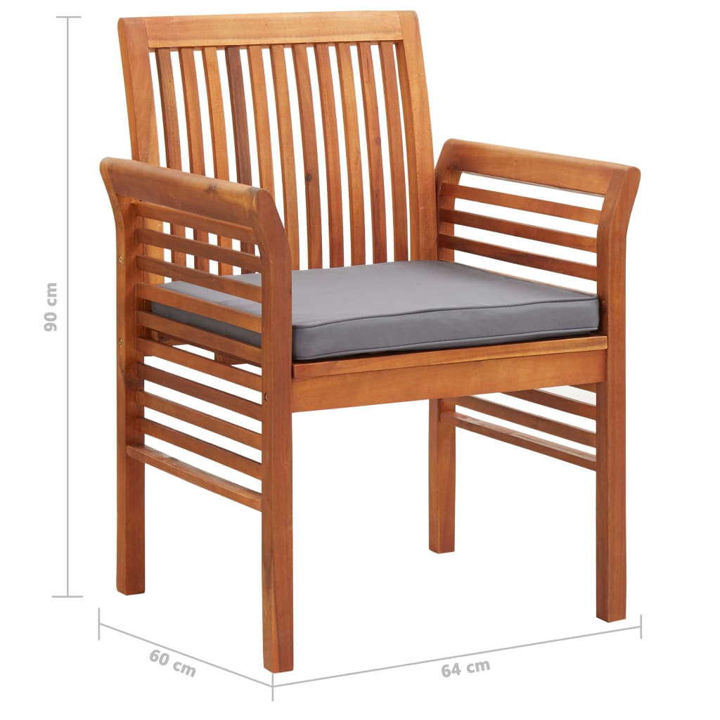 Set da Pranzo da Giardino 3 pz con Cuscini Massello di Acacia