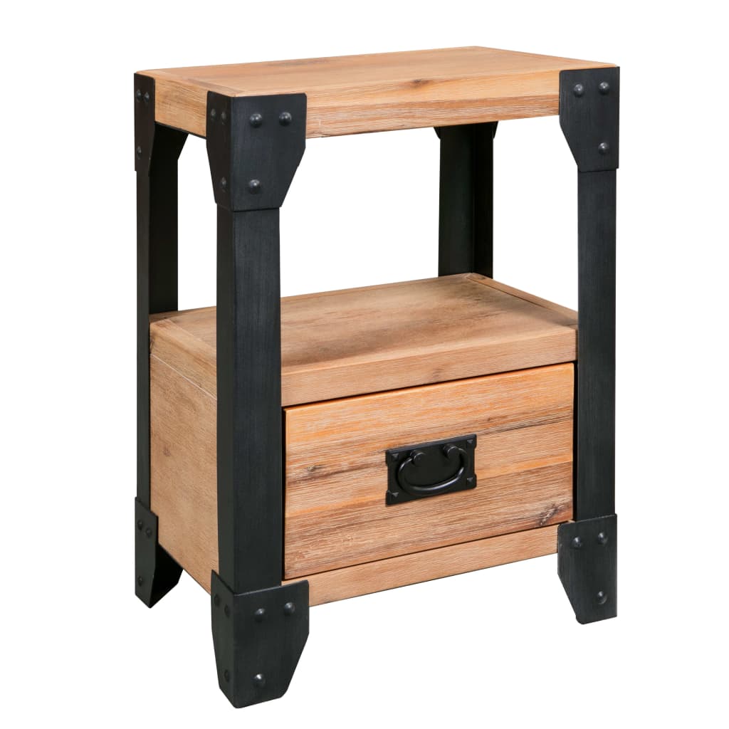 Comodini 2 pz Legno Massello di Acacia e Acciaio 40x30x54 cm - homemem39