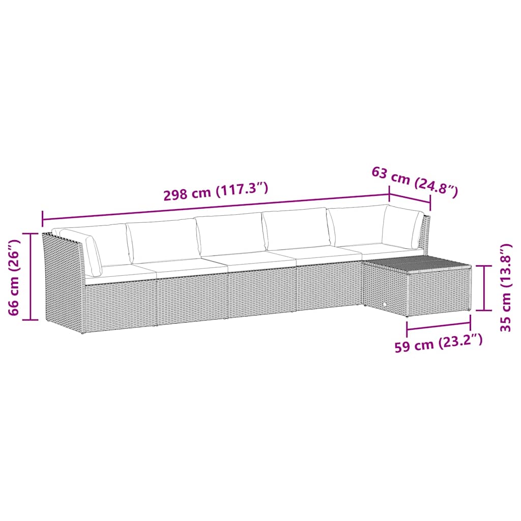 Set Divani da Giardino 4 pz con Cuscini in Polyrattan Nero