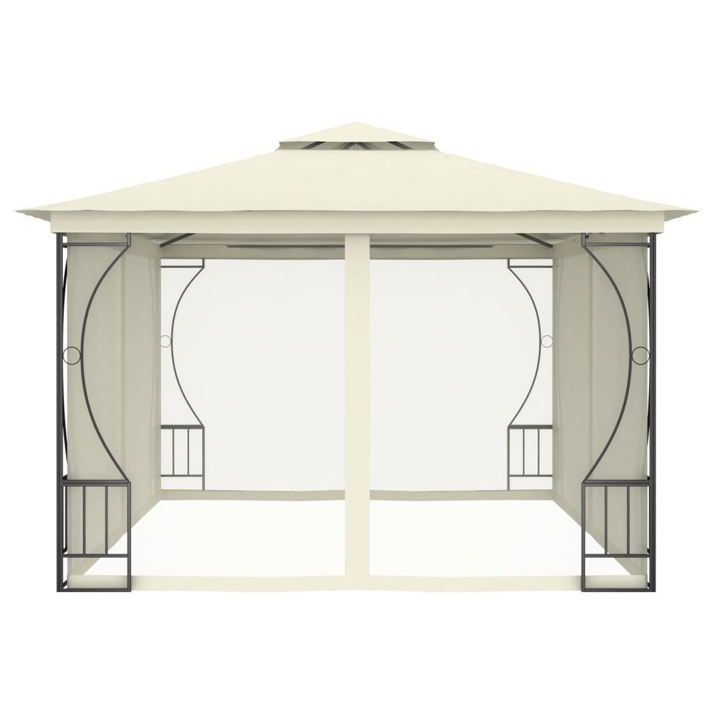 Gazebo con Rete 300x400x265 cm Crema - homemem39