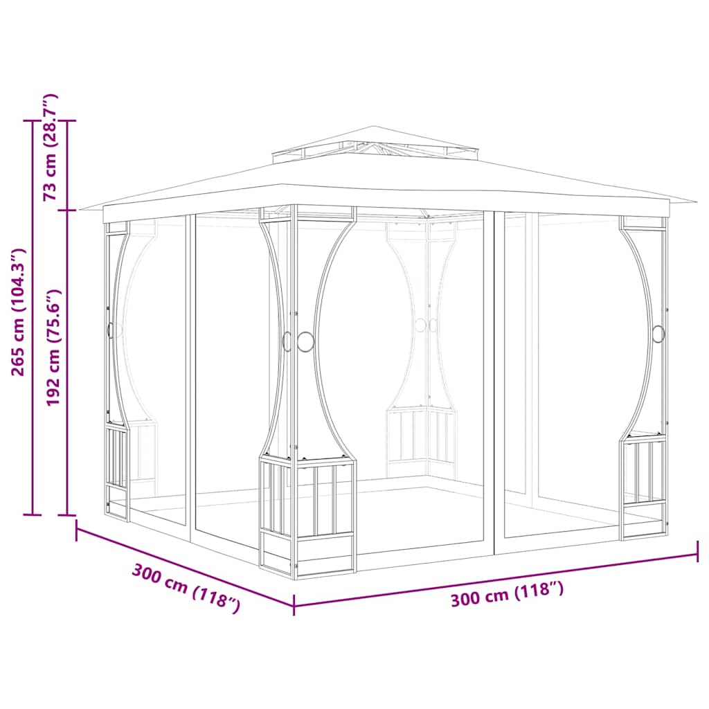 Gazebo con Rete 300x300x265 cm Antracite | homemem39