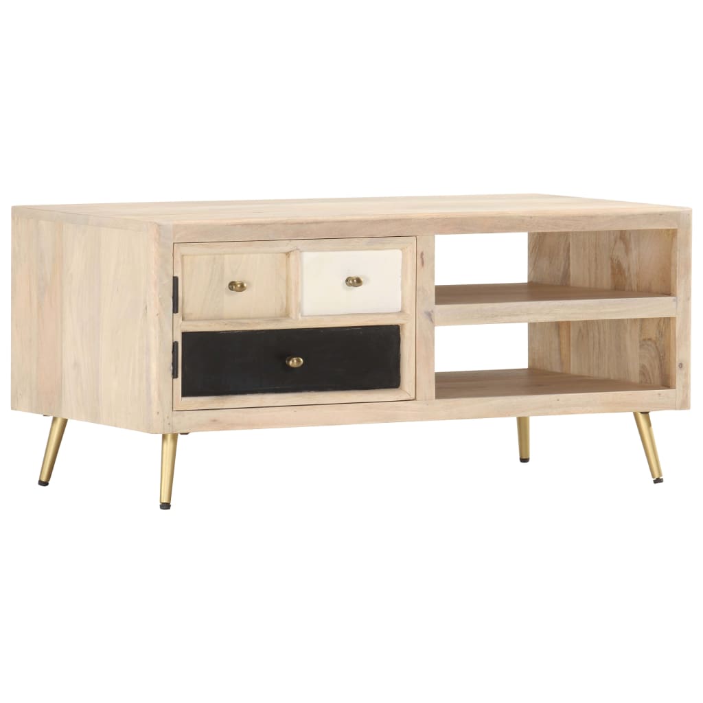 Tavolino da Salotto 90x45x40 cm in Legno Massello di Mango - homemem39