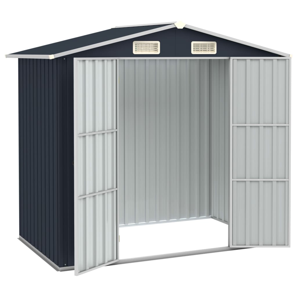 Capanno da Giardino Antracite 205x129x183 cm in Acciaio Zincato - homemem39