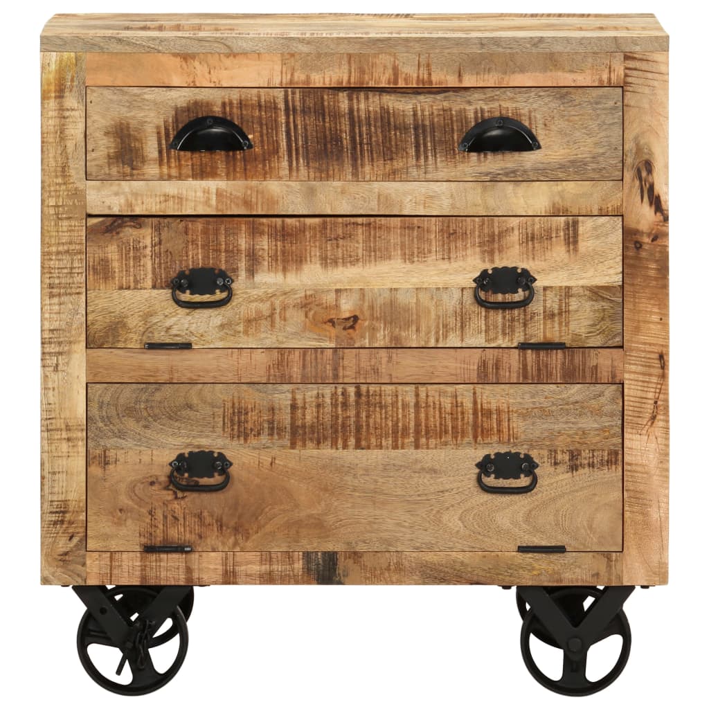 Armadietto con Ruote 70x40x75 cm in Legno Massello di Mango - homemem39