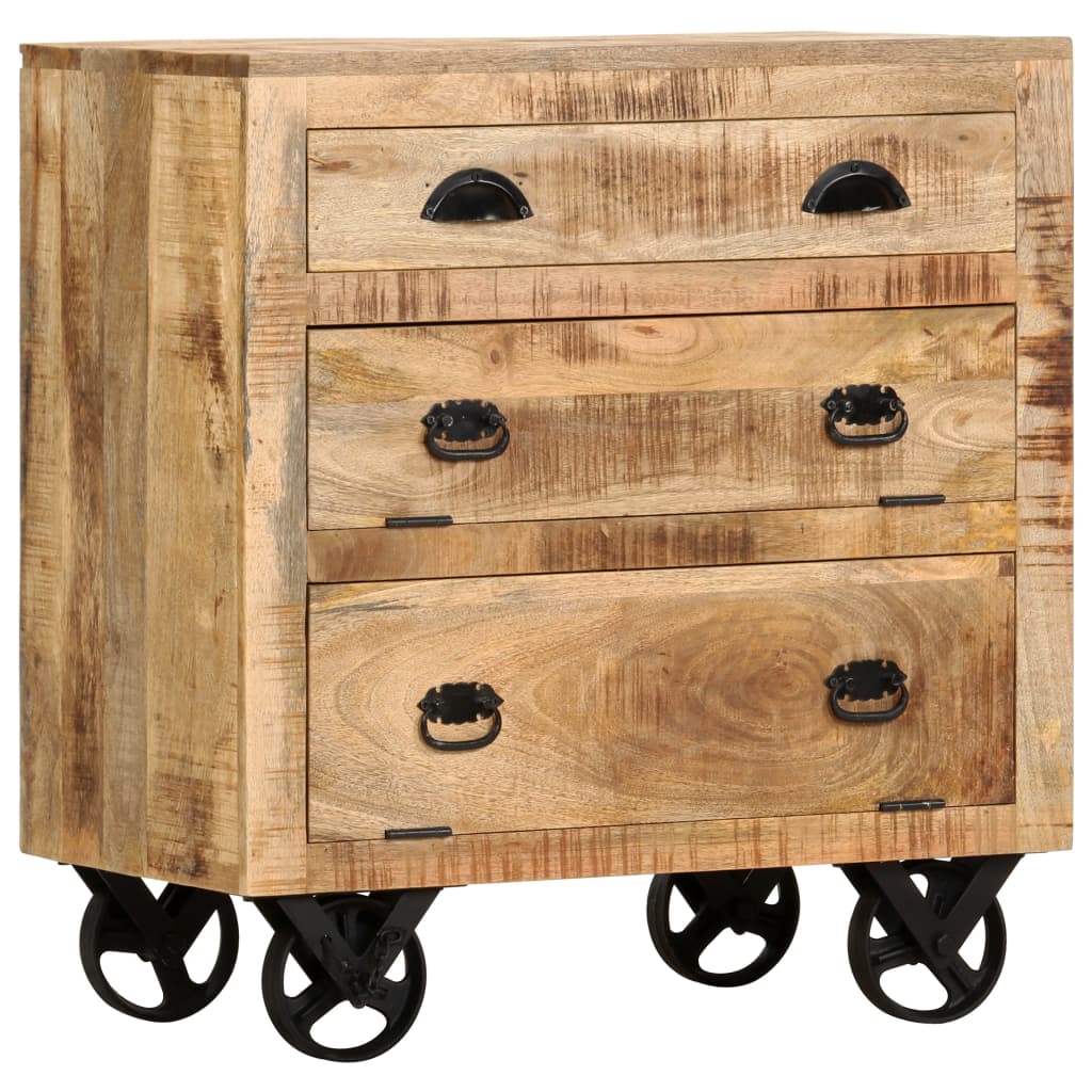 Armadietto con Ruote 70x40x75 cm in Legno Massello di Mango - homemem39