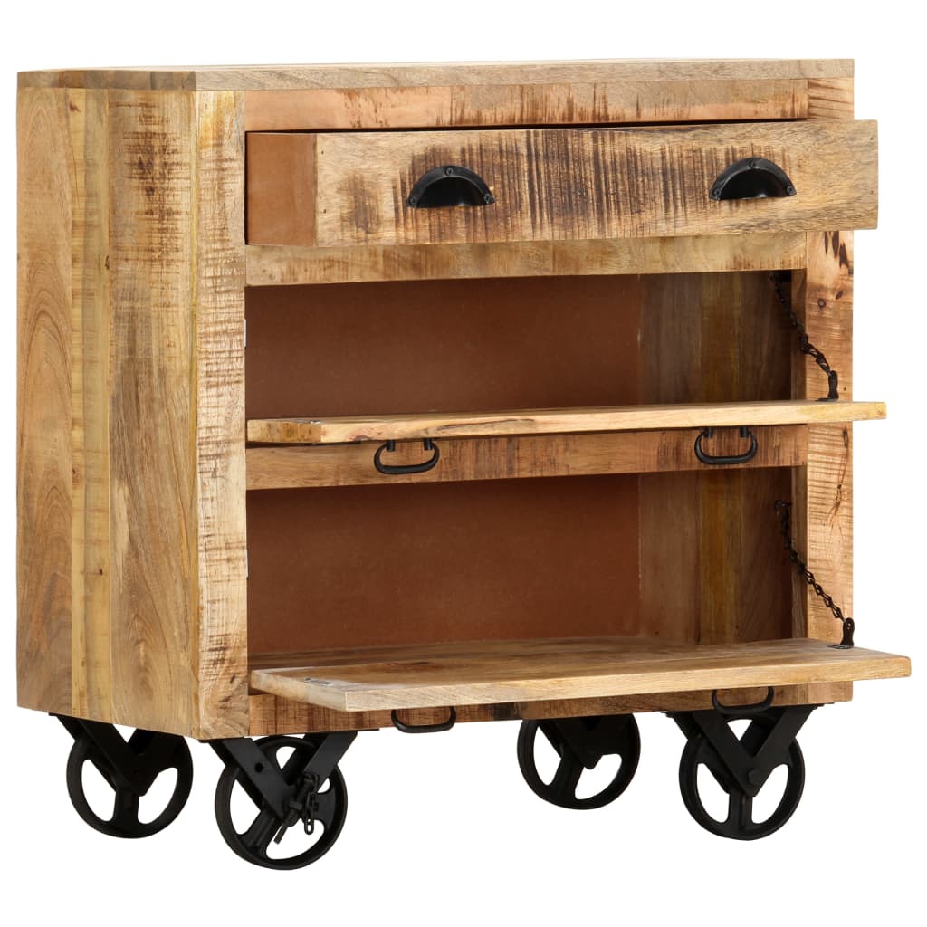 Armadietto con Ruote 70x40x75 cm in Legno Massello di Mango - homemem39