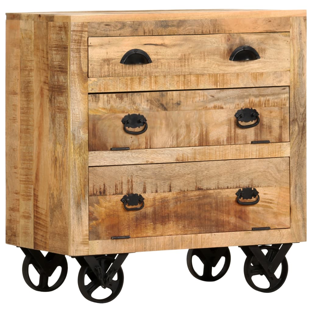 Armadietto con Ruote 70x40x75 cm in Legno Massello di Mango - homemem39