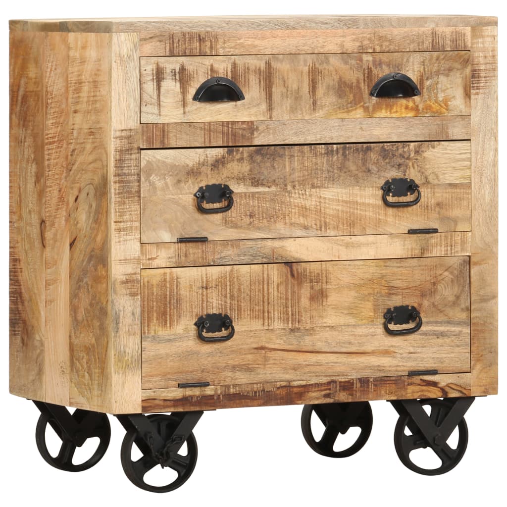 Armadietto con Ruote 70x40x75 cm in Legno Massello di Mango - homemem39