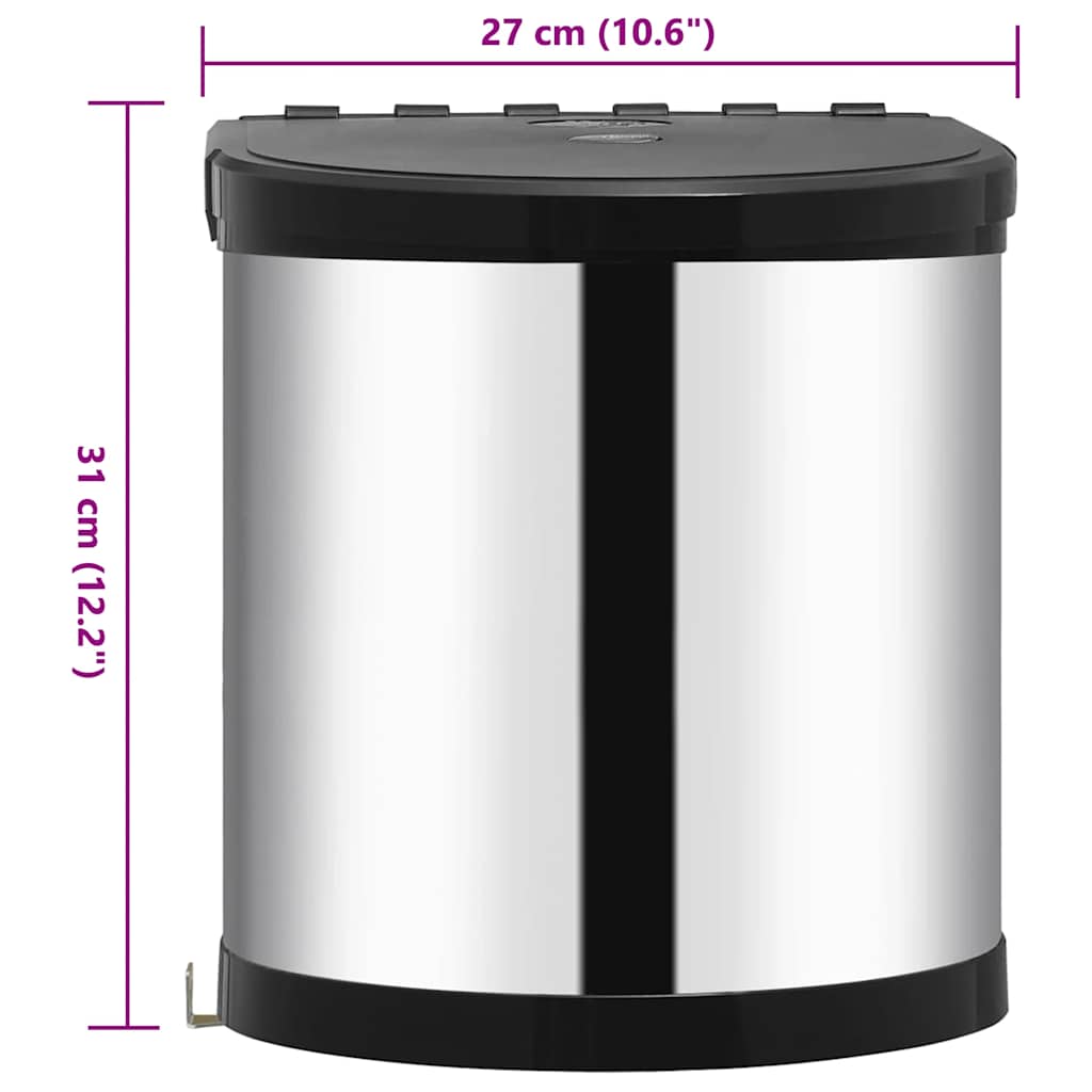 Pattumiera da Incasso per Cucina in Acciaio Inossidabile 12 L