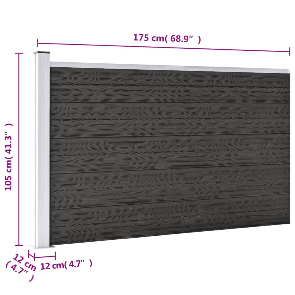 Pannello di Recinzione in WPC 175x105 cm Grigio - homemem39
