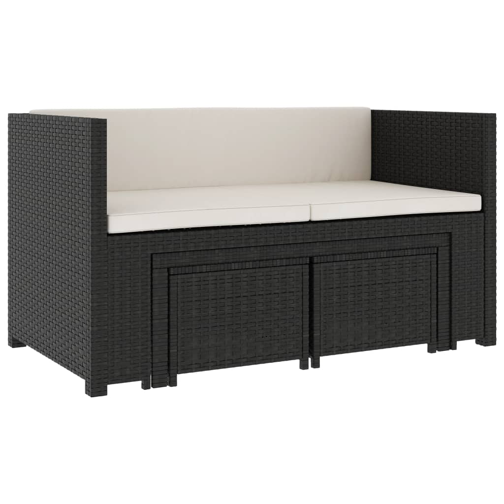 Set Divani da Giardino 5 pz con Cuscini in Polyrattan Nero | homemem39