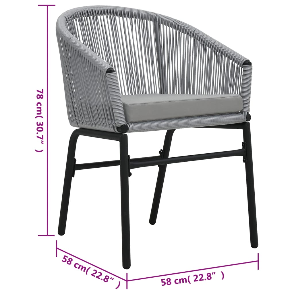 Sedie da Giardino 2 pz Antracite in Rattan PE | homemem39