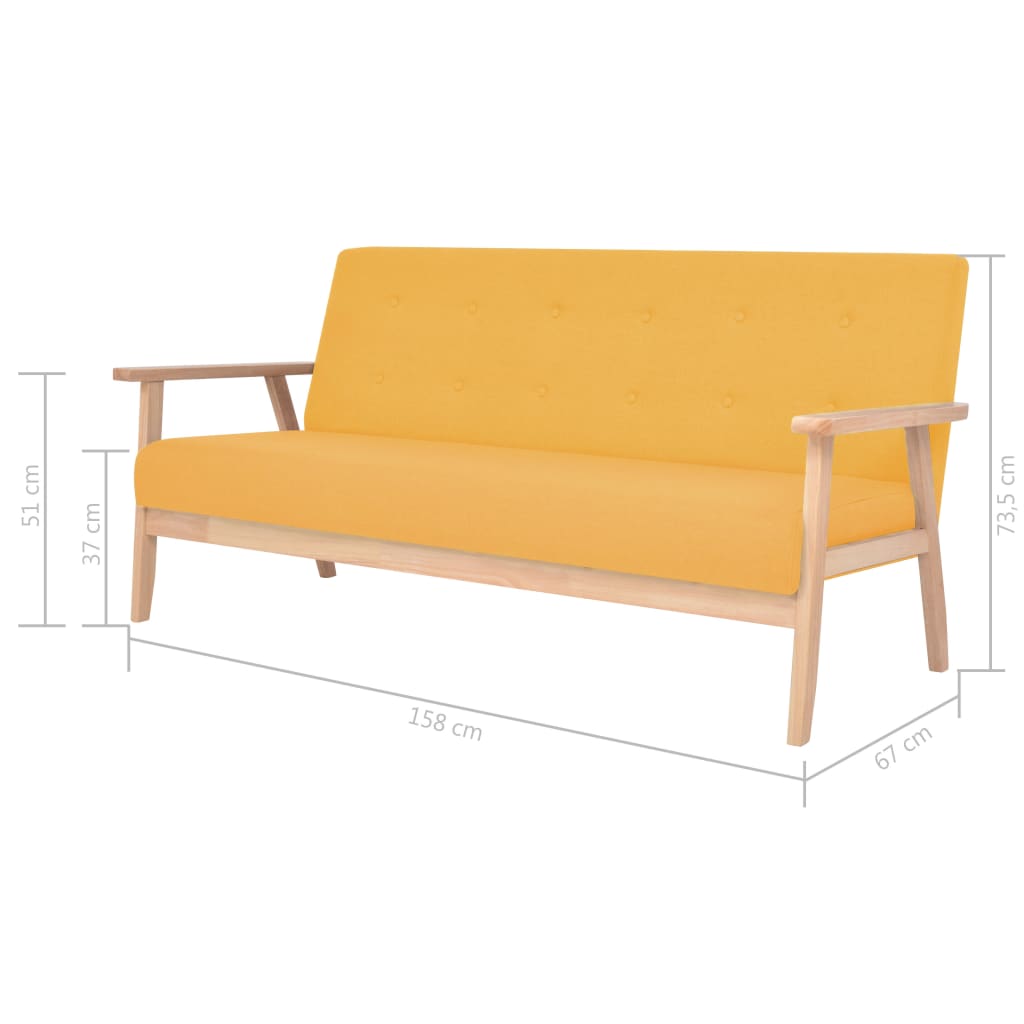 Set di Divani 3 pz in Tessuto Giallo | homemem39