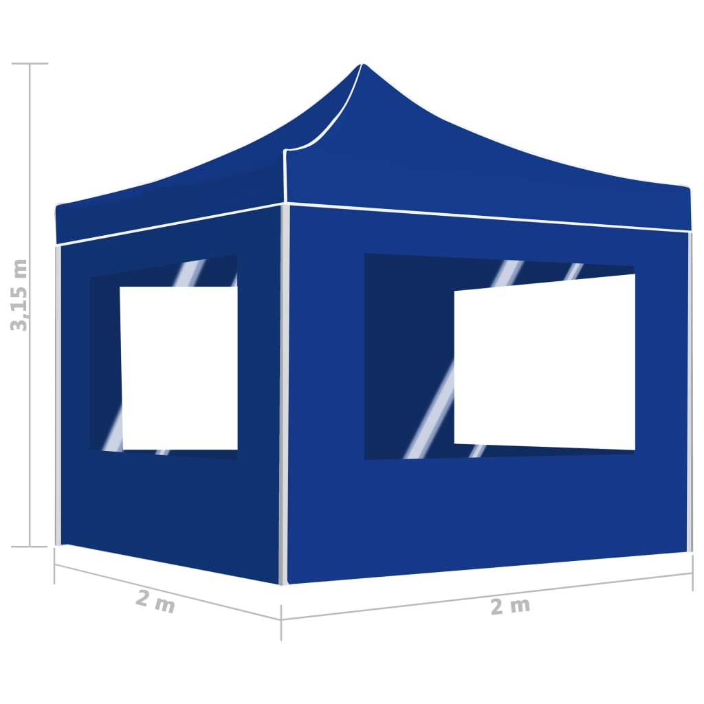 Gazebo Professionale Pieghevole Alluminio con Pareti 2x2m Blu | homemem39