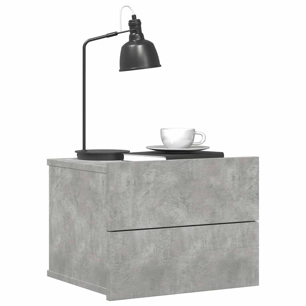 Comodino Grigio Cemento 40x30x30 cm in Legno Multistrato