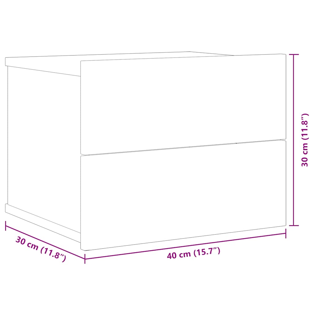 Comodino Grigio Cemento 40x30x30 cm in Legno Multistrato