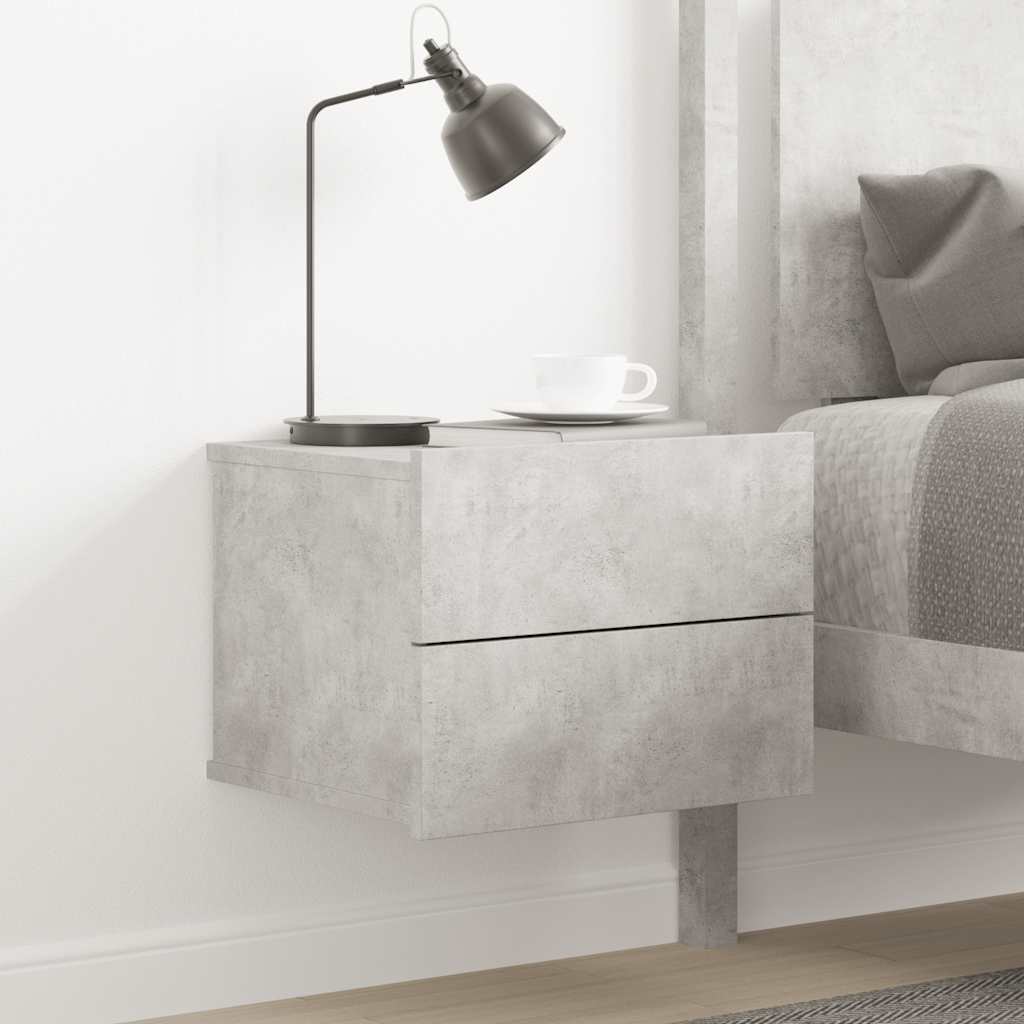 Comodino Grigio Cemento 40x30x30 cm in Legno Multistrato