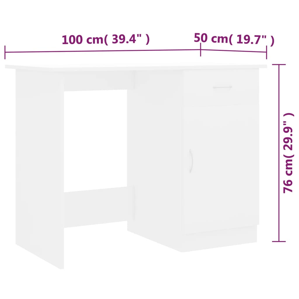 Scrivania Bianca 100x50x76 cm in Legno Multistrato - homemem39