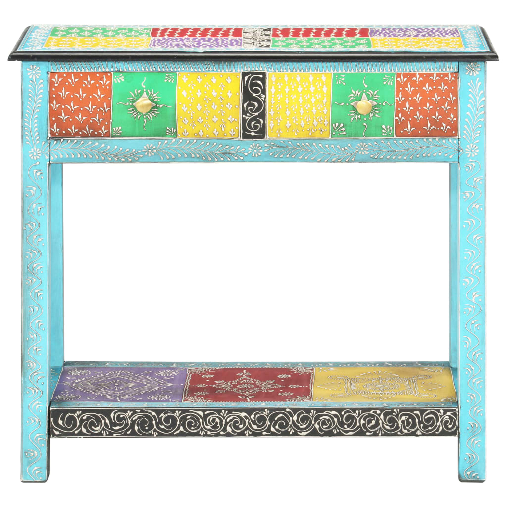 Tavolo Consolle Dipinto a Mano 80x35x75 cm in Legno di Mango - homemem39