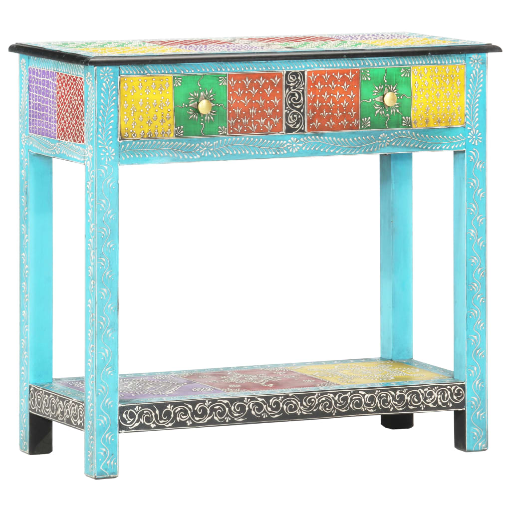Tavolo Consolle Dipinto a Mano 80x35x75 cm in Legno di Mango - homemem39