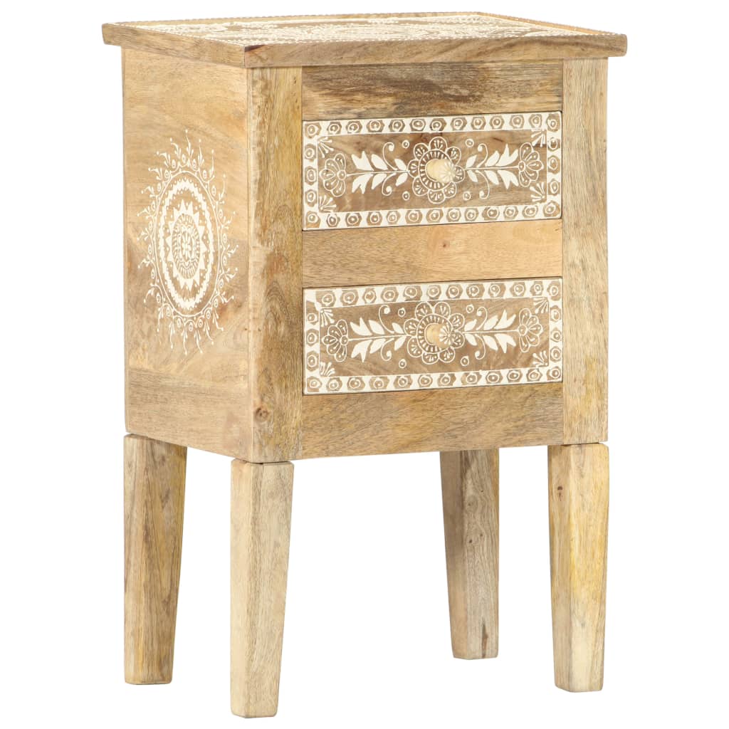 Comodino Dipinto a Mano 40x30x60 cm in Legno Massello di Mango | homemem39