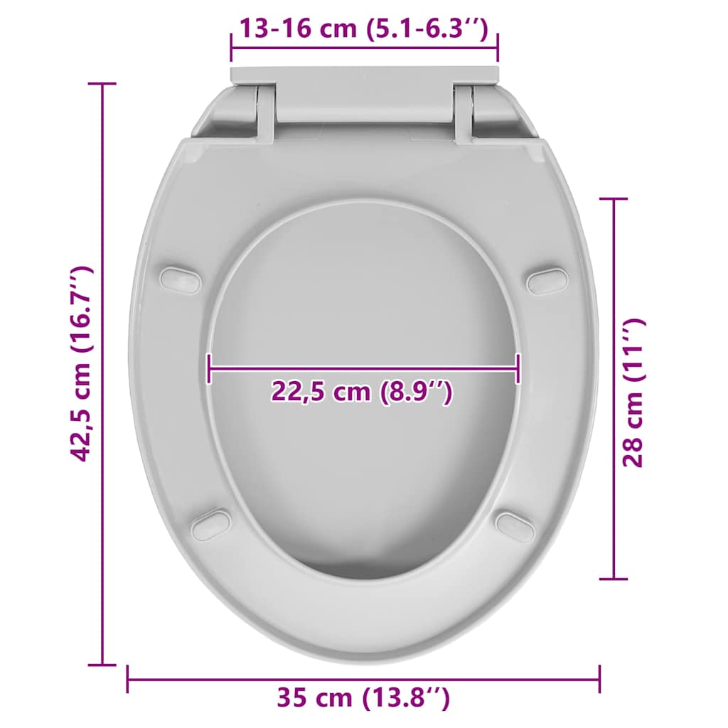 Copriwater Chiusura Ammortizzata e Sgancio Rapido Grigio Ovale | homemem39