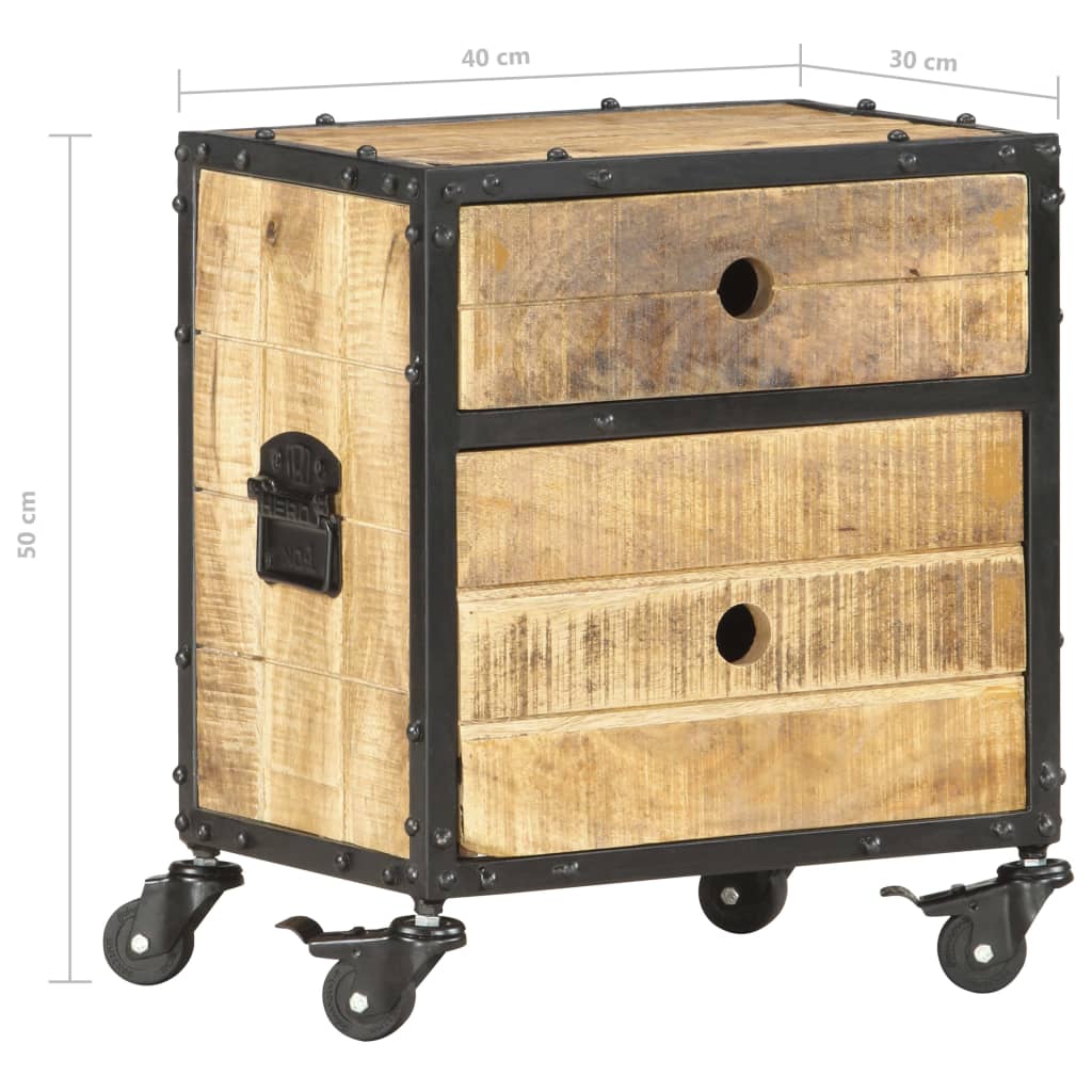 Comodino 40x30x50 cm in Legno Massello di Mango Grezzo | homemem39