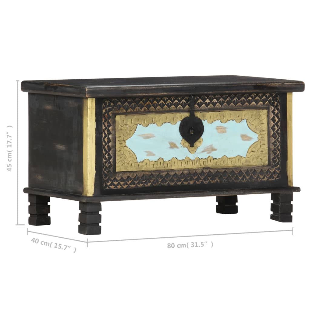 Baule Nero 80x40x45 cm in Legno Massello di Mango | homemem39