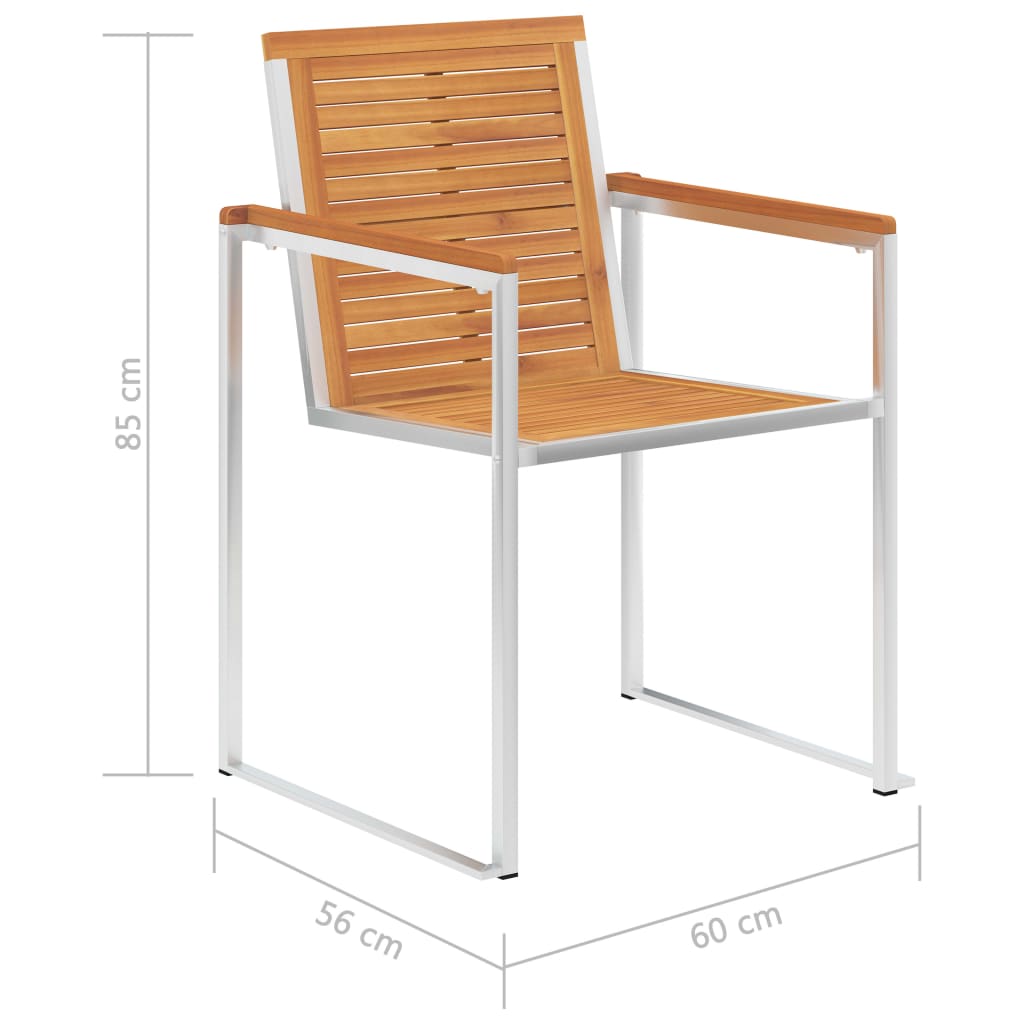 Sedie da Giardino 2 pz Legno Massello di Acacia e Acciaio Inox | homemem39
