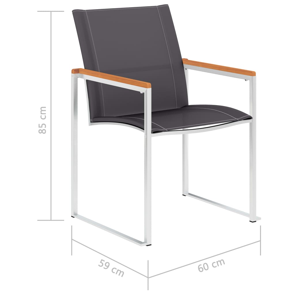 Sedie da Giardino 4 pz in Textilene e Acciaio Inox Grigie | homemem39